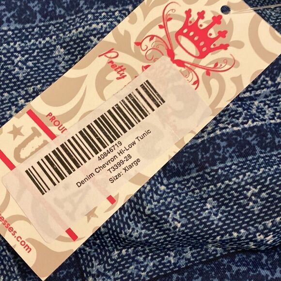 Pretty Young Thing Denim Chevron Hi-Low Tunic Dress Top NWT- XL - Picture 6 of 6